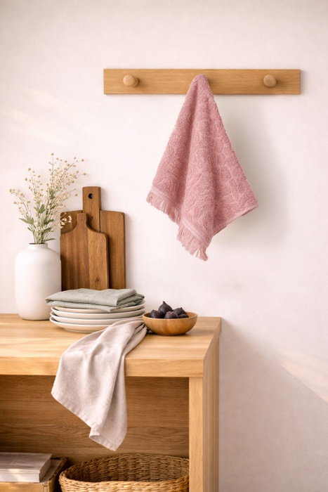 Mijolnir Juego de toallas de lavado Textured - Dusty Rose de 6 piezas